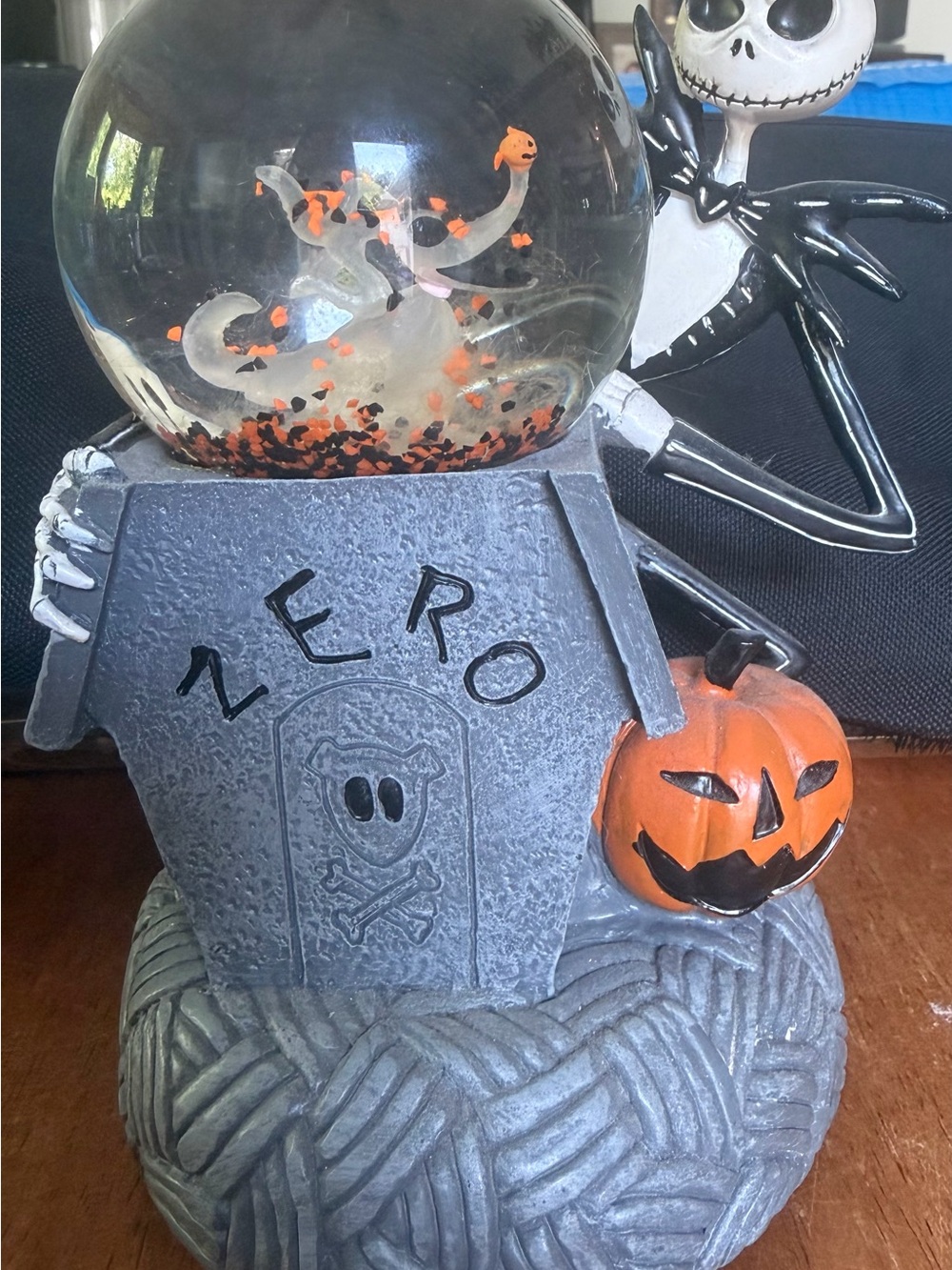 Disney Jack Skellington Zero Snow Globe Accent - Gray and Orange